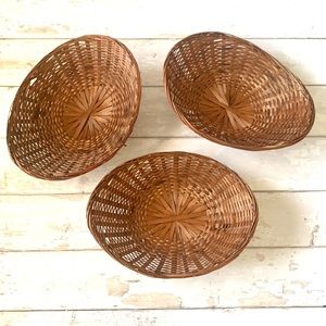Wicker Baskets Set of 3 Home Decor Brown Color 13in x 10in x 4in Deep